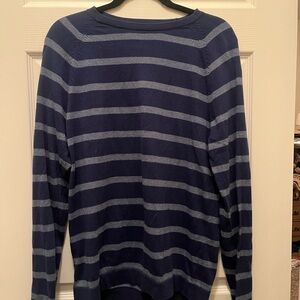 Merona Men's Striped Navy and Gray Crewneck Sweater